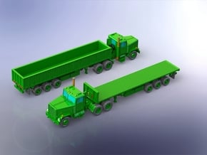 M915 Tractor w. M872 Semitrailers 1/220 in Tan Fine Detail Plastic