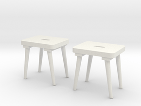 Military Stool - Barracks, Style I - Pegs 1:18 in White Natural Versatile Plastic