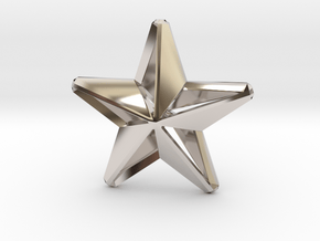 Five pointed star earring assemble Xmas-Medium 2cm in Rhodium Plated Brass