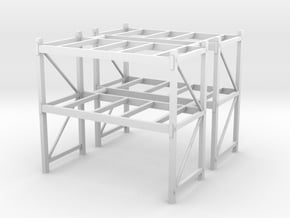 1/64th Shop or Warehouse pallet rack shelving (2) in Tan Fine Detail Plastic