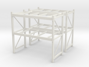 1/87th Shop or Warehouse pallet rack shelving (2) in White Natural Versatile Plastic