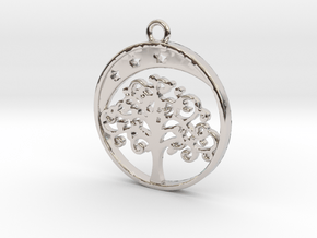 Life Tree, Moon & Stars Pendant in Platinum
