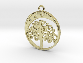 Life Tree, Moon & Stars Pendant in 18k Gold