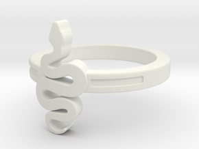 KTFRD06 Filigree Snake Geometric Ring design 3D in White Natural Versatile Plastic