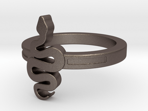 KTFRD06 Filigree Snake Geometric Ring design 3D in Polished Bronzed-Silver Steel
