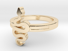 KTFRD06 Filigree Snake Geometric Ring design 3D in 14k Gold Plated Brass