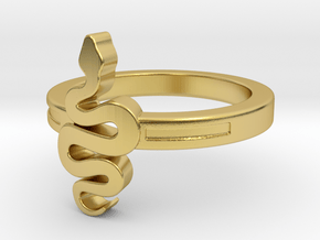KTFRD06 Filigree Snake Geometric Ring design 3D in Polished Brass