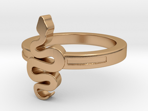KTFRD06 Filigree Snake Geometric Ring design 3D in Polished Bronze