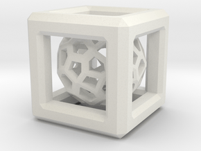 Faceted dome inside a cube in White Natural Versatile Plastic