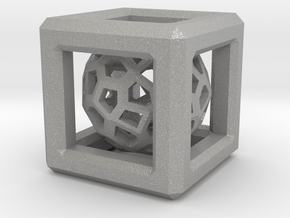 Faceted dome inside a cube in Aluminum