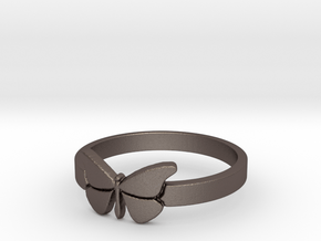 Butterfly (small) Ring Size 8 in Polished Bronzed Silver Steel