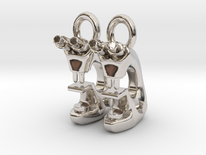 Microscope Earrings  in Rhodium Plated Brass