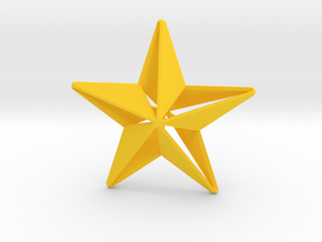 Five pointed star earring - Large 5cm in Yellow Processed Versatile Plastic
