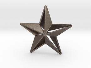 Five pointed star earring - Large 5cm in Polished Bronzed-Silver Steel