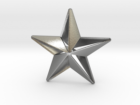 Five pointed star earring - Large 5cm in Natural Silver