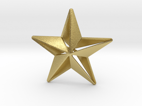 Five pointed star earring - Large 5cm in Natural Brass