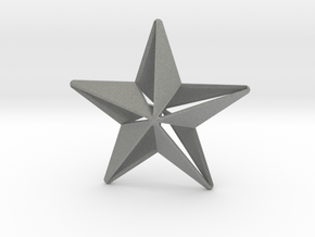 Five pointed star earring - Large 5cm in Gray PA12