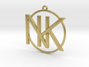 K&N Monogram Pendant in Natural Brass