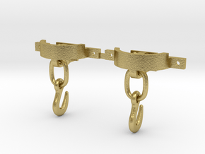 CPL10 Rhosydd Iron Slate Wagon Couplings (SM32) in Natural Brass (Interlocking Parts)