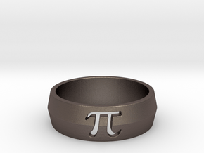 PI Ring Design Ring Size 10 in Polished Bronzed Silver Steel