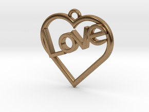 Heart "Love" Pendant in Natural Brass