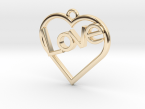 Heart "Love" Pendant in 14K Yellow Gold