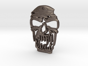 Outlaw Skull Keyring in Polished Bronzed Silver Steel