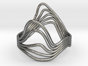Timeline Ring - Wire Wave Ring - 19mm - US 9.125 in Polished Silver