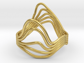 Timeline Ring - Wire Wave Ring - 19mm - US 9.125 in Polished Brass