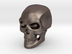 3D Printed Skull - Small in Polished Bronzed Silver Steel