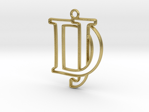 D&J Monogram Pendant in Natural Brass