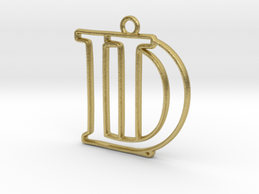 D&I Monogram Pendant in Natural Brass