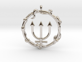 LIQUID Neptune Planetary Jewelry Necklace Symbol in Platinum