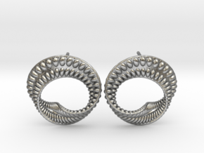Mobius Earrings in Natural Silver