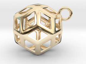 Rhombic triacontahedron pendant in 14k Gold Plated Brass