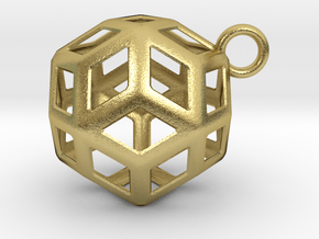 Rhombic triacontahedron pendant in Natural Brass