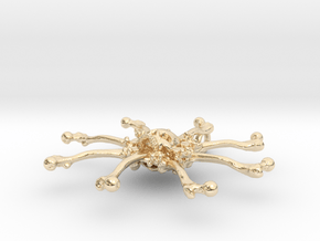 Human Skull Pendant Jewelry Necklace, Vehmic Bone in 14K Yellow Gold