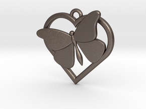 Heart Butterfly in Polished Bronzed Silver Steel