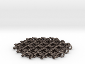 Flex lattice coaster. in Polished Bronzed-Silver Steel