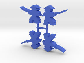 Samurai Meeple, Spearman, 4-set in Blue Processed Versatile Plastic