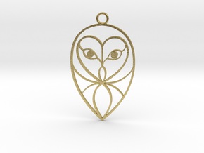Barn Owl Pendant in Natural Brass