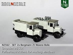SET 2x Bergmann 2t Meierei C. Bolle (N 1:160) in Tan Fine Detail Plastic
