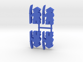 Samurai Meeple, Spear Guard, 4-set in Blue Processed Versatile Plastic