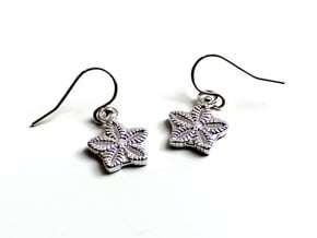 Crinoid Star Earrings - Science Jewelry in Natural Silver
