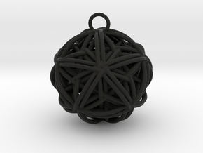 Star Tangled Ball - Pendant.  in Black Natural Versatile Plastic