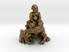 Putti On Frog 3 Inches Tall in Polished Bronze