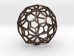 60 sided polyhedron, pentagonal faces in Polished Bronze Steel