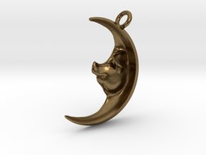 Pig in the Moon Pendant in Natural Bronze