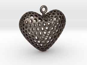 Love - hexagonal in Polished Bronzed-Silver Steel