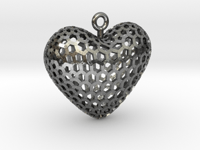 Love - hexagonal in Polished Silver